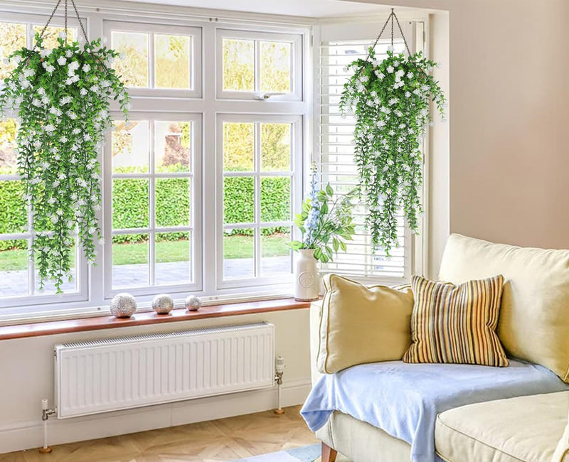 3 Pcs Artificial Spring Flower Hanging Garland for Basket Outdoor UV Protection