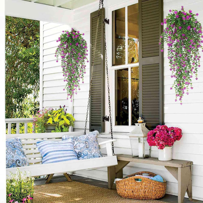 3 Pcs Artificial Spring Flower Hanging Garland for Basket Outdoor UV Protection