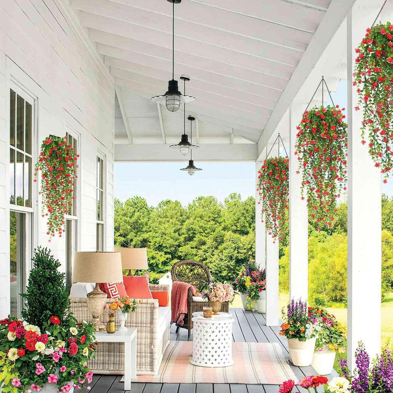 3 Pcs Artificial Spring Flower Hanging Garland for Basket Outdoor UV Protection