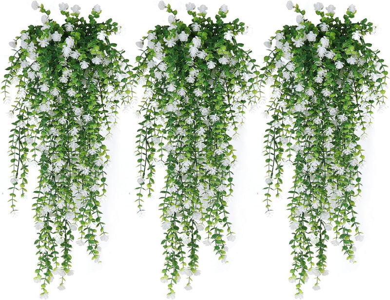 3 Pcs Artificial Spring Flower Hanging Garland for Basket Outdoor UV Protection