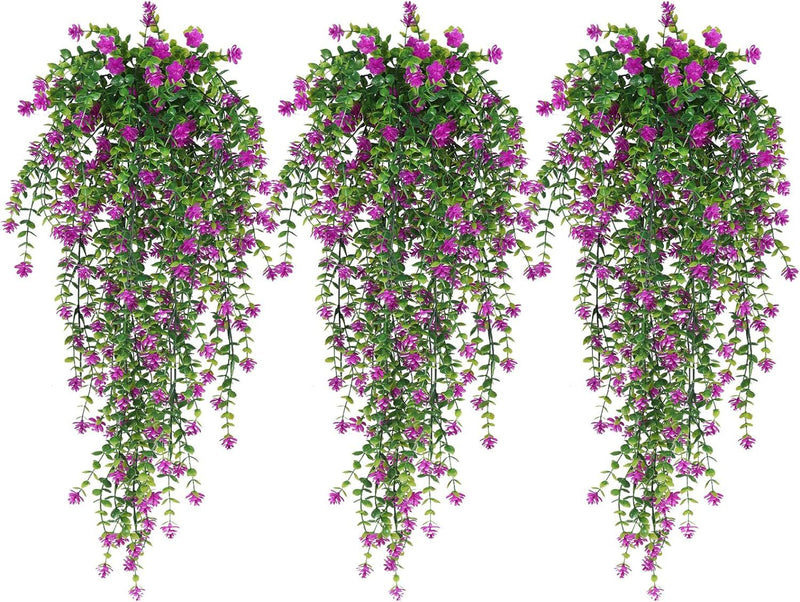 3 Pcs Artificial Spring Flower Hanging Garland for Basket Outdoor UV Protection