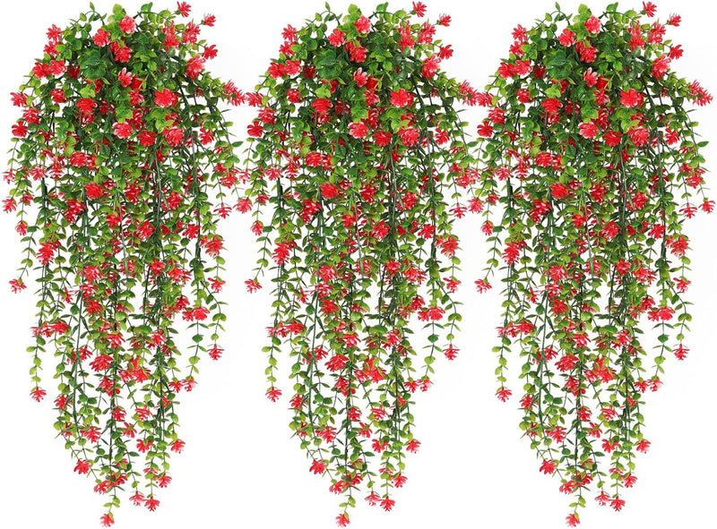 3 Pcs Artificial Spring Flower Hanging Garland for Basket Outdoor UV Protection