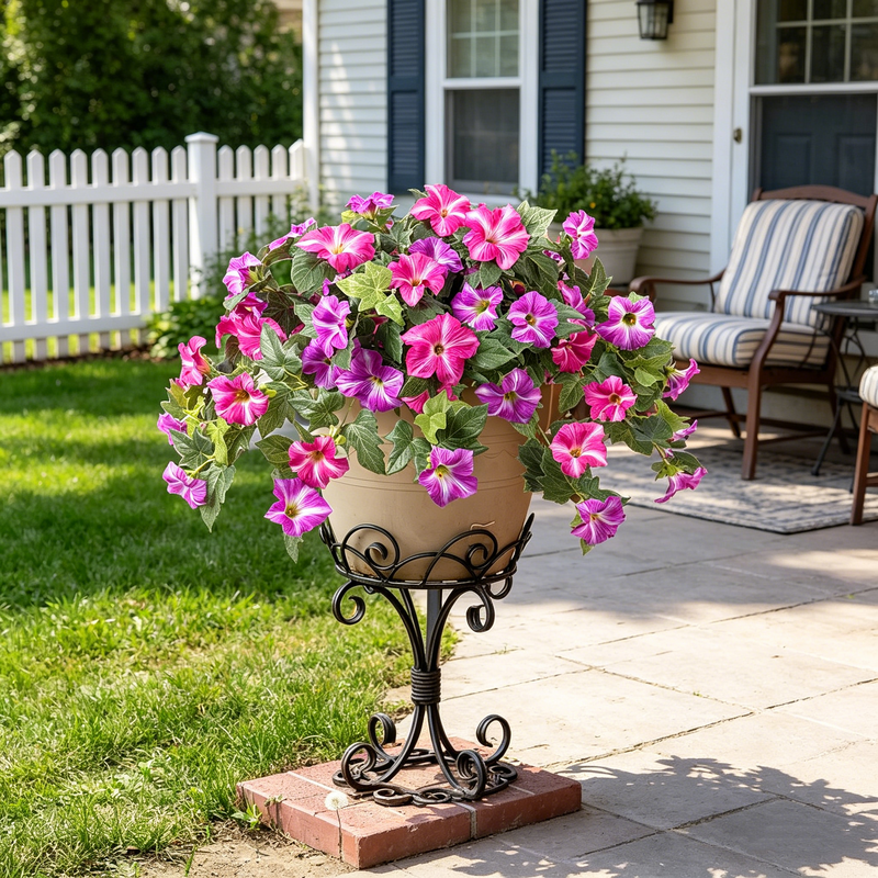 2 Pcs Artificial UV Resistant Petunia Flowers for Outdoor Garden Porch Decor