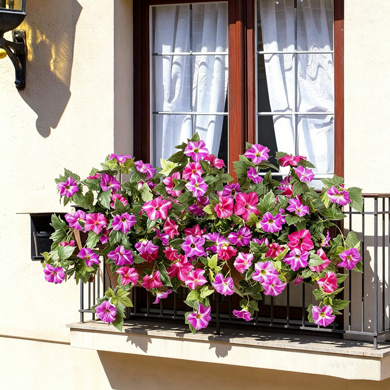 2 Pcs Artificial UV Resistant Petunia Flowers for Outdoor Garden Porch Decor
