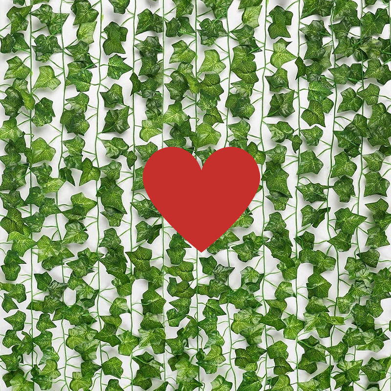 24 Pack Artificial Ivy Vines with LED String Lights, Greenery Garland Leaves, 6ft Hanging Wall Decor for Room Garden Office Wedding
