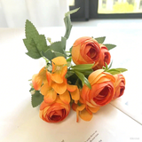 Upgraded Miniature Roses Bouquet Bush Artificial Silk Flowers Wholesale