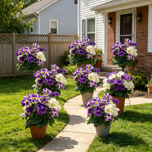 19 Inch UV-Resistant Artificial Silk Petunias, Realistic Outdoor Decor, Bulk Quantity