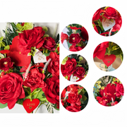 Artificial Silk Rose Bush Bouquet 12 Inch 6 Stems Red Bulk Valentine's Day Centerpiece Flowers