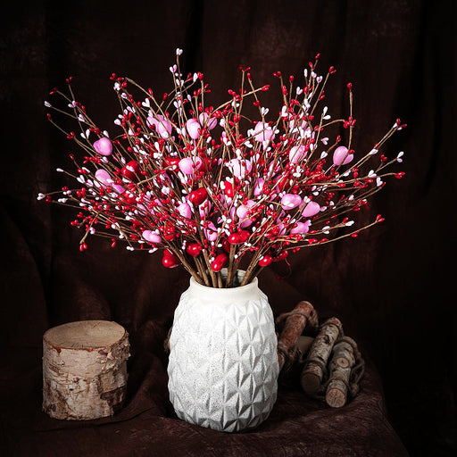 Artificial Red Berry Flower Bush Stems 12 Inch 10 Pcs Bulk Valentine’s Day Wedding Anniversary Vase Decor