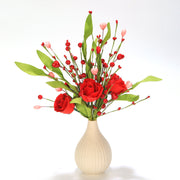 3 Pcs 17 Inch Artificial Tulip and Rose Flower Stems Bouquet with Butterfly Decoration