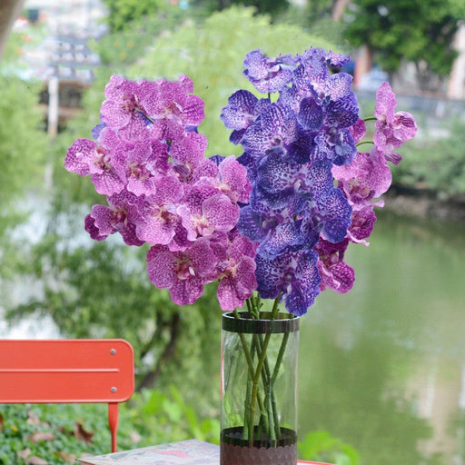 30 Inch Real Touch Vanda Miss Joaquim Orchid Stems, 10 Pcs Artificial Silk Flowers