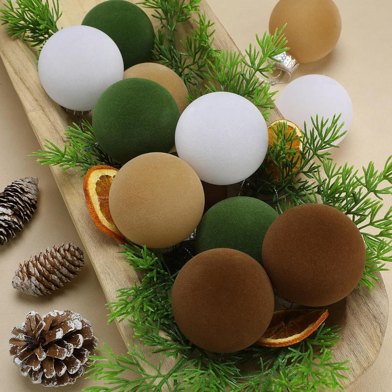 15 Pcs 2.3 Inch Velvet Christmas Ball Ornaments Soft Plush Holiday Tree Decor