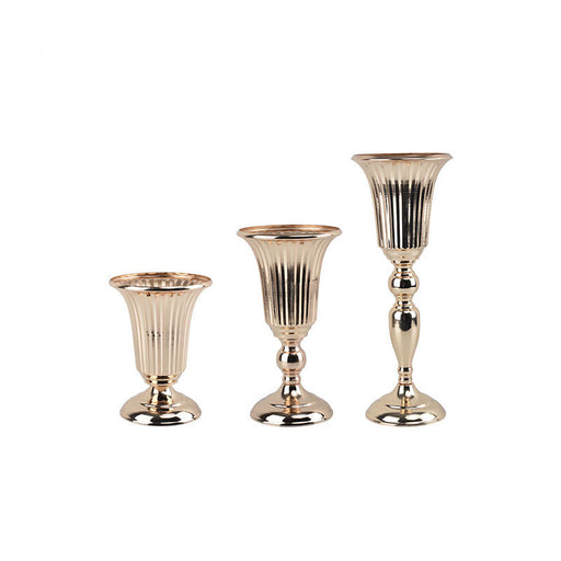 Gold Wedding Vases Bulk Set for Centerpieces, Artificial Floral Decor, Multiple Sizes