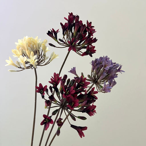 24 Inch Artificial Silk Agapanthus Stems Vintage Style Bulk 10 Pcs