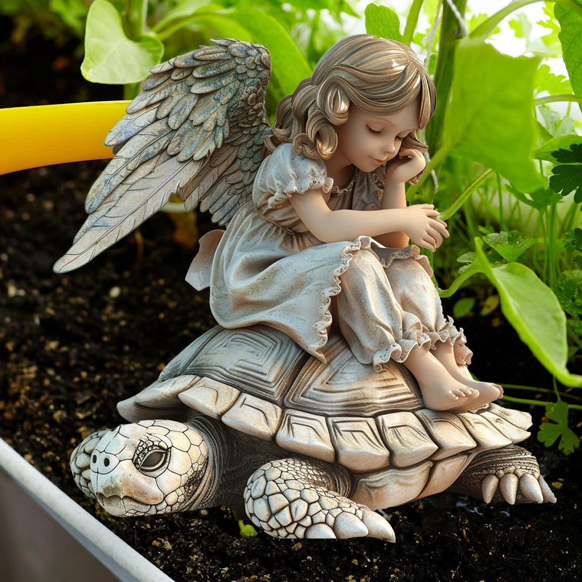 Vintage Angel Garden Stakes - Whimsical Fairy, Girl & Turtle Yard Decor for Outdoor Patio Accents
