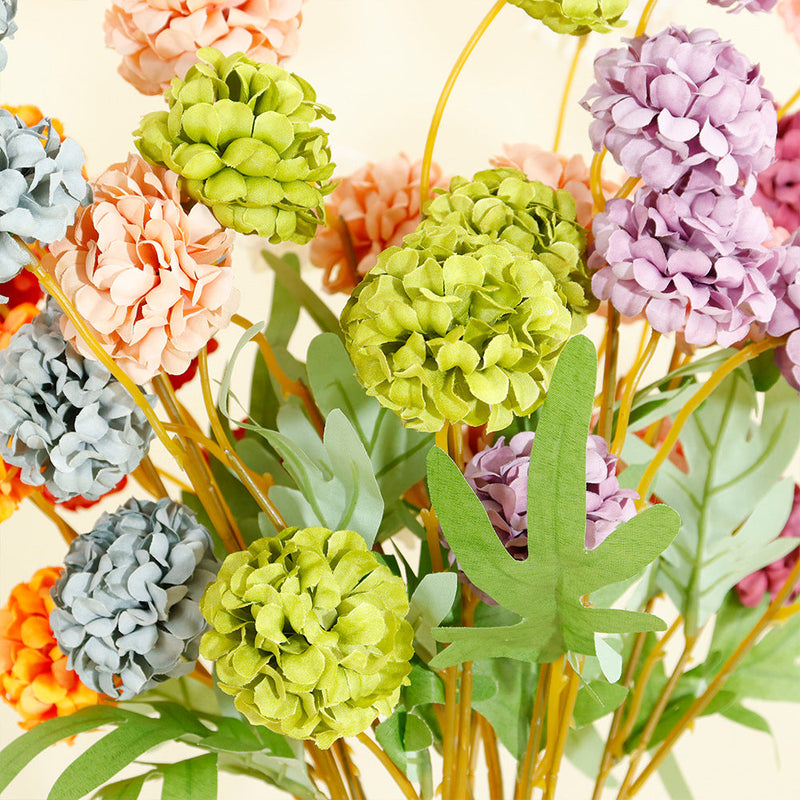 19.6 Inch Artificial Chrysanthemum Pom Ball Flower Branches Bulk Quantity