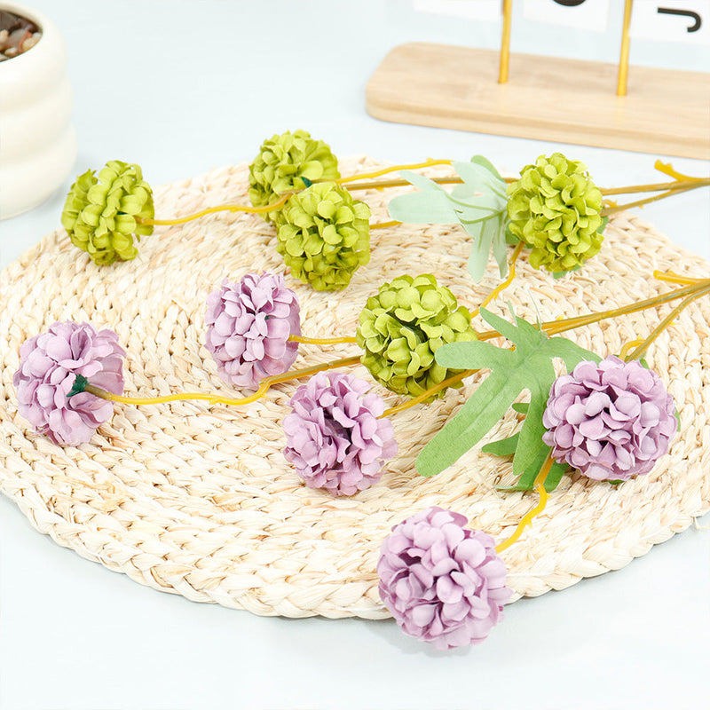 19.6 Inch Artificial Chrysanthemum Pom Ball Flower Branches Bulk Quantity