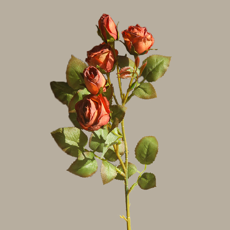 16 Inch Burnt Orange Silk Rose Stems, 10 Pcs Artificial Flowers Bulk Wholesale