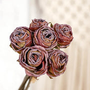 1 Bundle 12 Inch Vintage Artificial Roses American Burnt Edge Bouquet - Artificialmerch