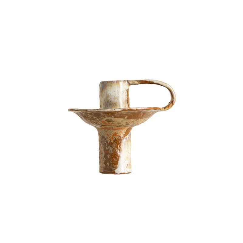 Vintage Ceramic Candle Holder - Handmade Kiln-Changed Ceramic Decor for Home, Aromatherapy & Candle Display