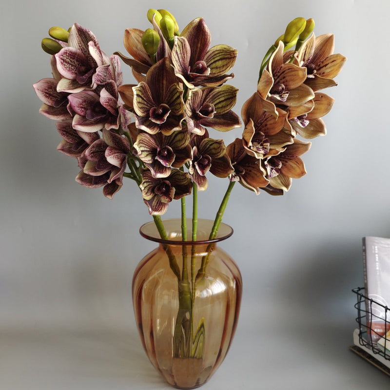 26.7 Inch Artificial Cymbidium Stems Bulk Real Touch Silk Flowers