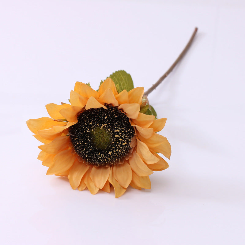17 Inch Retro Sunflower Stems 10 Pcs Vintage Silk Artificial Flowers