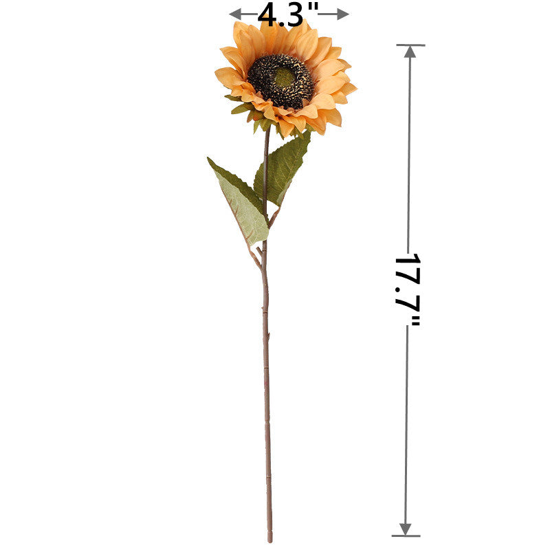 17 Inch Retro Sunflower Stems 10 Pcs Vintage Silk Artificial Flowers