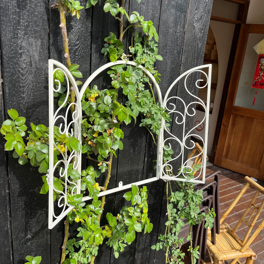 Vintage Wrought Iron Fake Window Wall Decor - Indoor/Outdoor Garden, Patio, Yard Wall Art