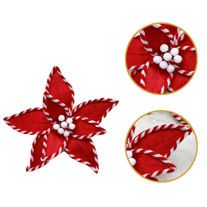 10 Pcs Large Artificial Poinsettia Christmas Decorations, 12 Inch Holiday Floral Stems