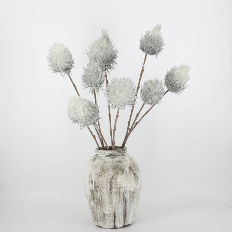 39 Inch Snowy Ball Artificial Flowers Bulk Long Stem 10 Pcs Silk Stems