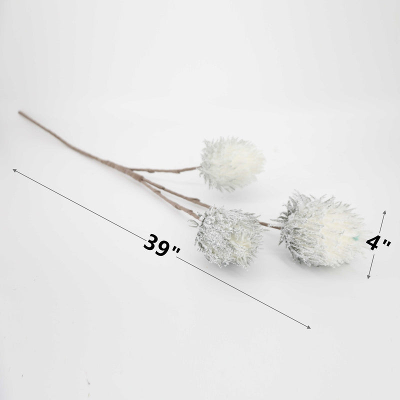 39 Inch Snowy Ball Artificial Flowers Bulk Long Stem 10 Pcs Silk Stems
