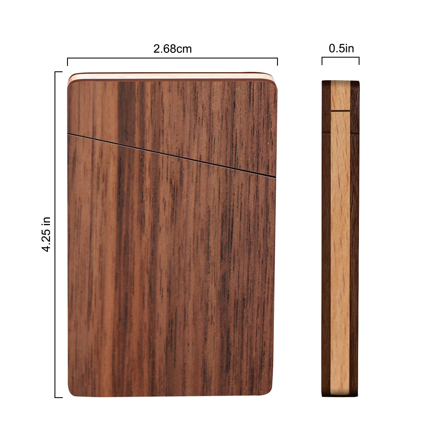 Walnut Wood Business Card Holder - 4.25"×2.68"×0.5" Portable Card Case for Professional & Daily Use