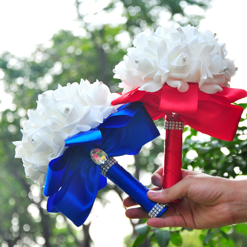 7 Inch Foam Rose Bridesmaid Bouquets Bulk Wedding Flowers Artificial 10 Pcs