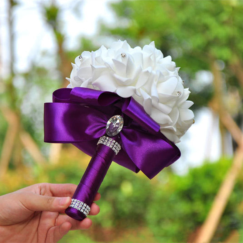 7 Inch Foam Rose Bridesmaid Bouquets Bulk Wedding Flowers Artificial 10 Pcs