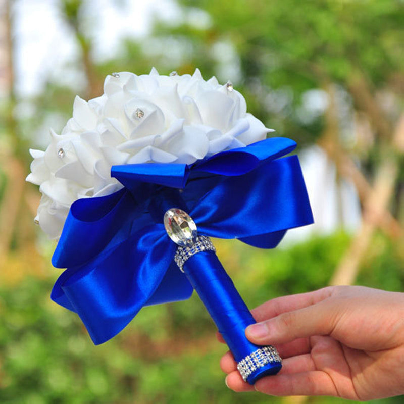 7 Inch Foam Rose Bridesmaid Bouquets Bulk Wedding Flowers Artificial 10 Pcs