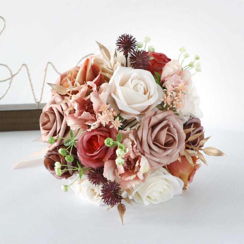 8.6 Inch Artificial Wedding Bouquets 10 Pcs Bridal Bridesmaid Flowers Church Decoration