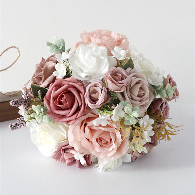 8.6 Inch Artificial Wedding Bouquets 10 Pcs Bridal Bridesmaid Flowers Church Decoration