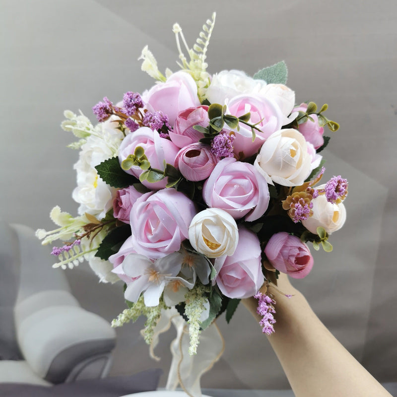 23 Colors 7 Inch Artificial Bridesmaid Bouquets Bulk Wedding Flowers Wholesale
