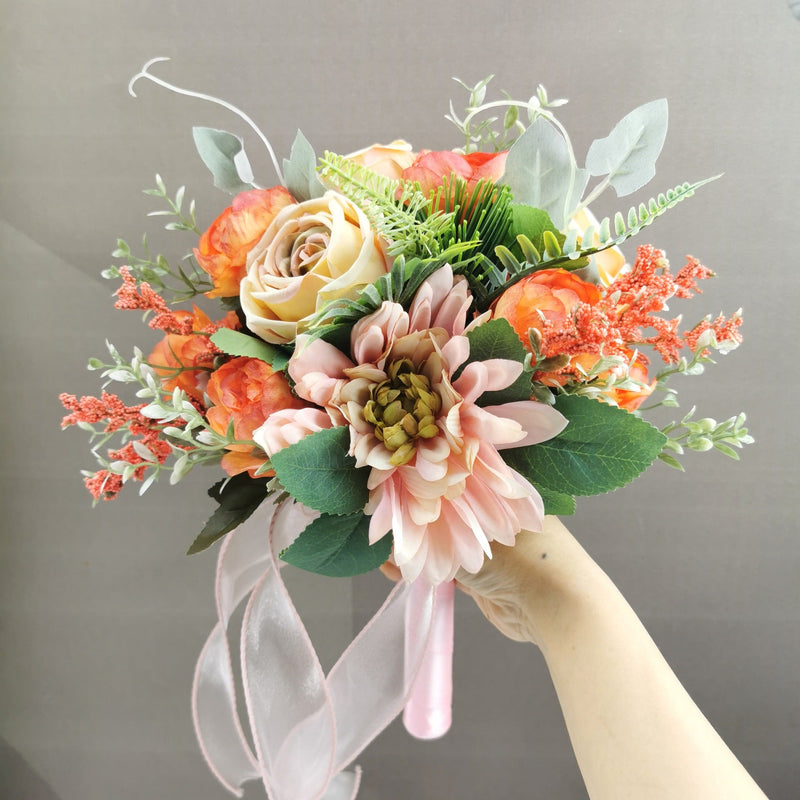 23 Colors 7 Inch Artificial Bridesmaid Bouquets Bulk Wedding Flowers Wholesale