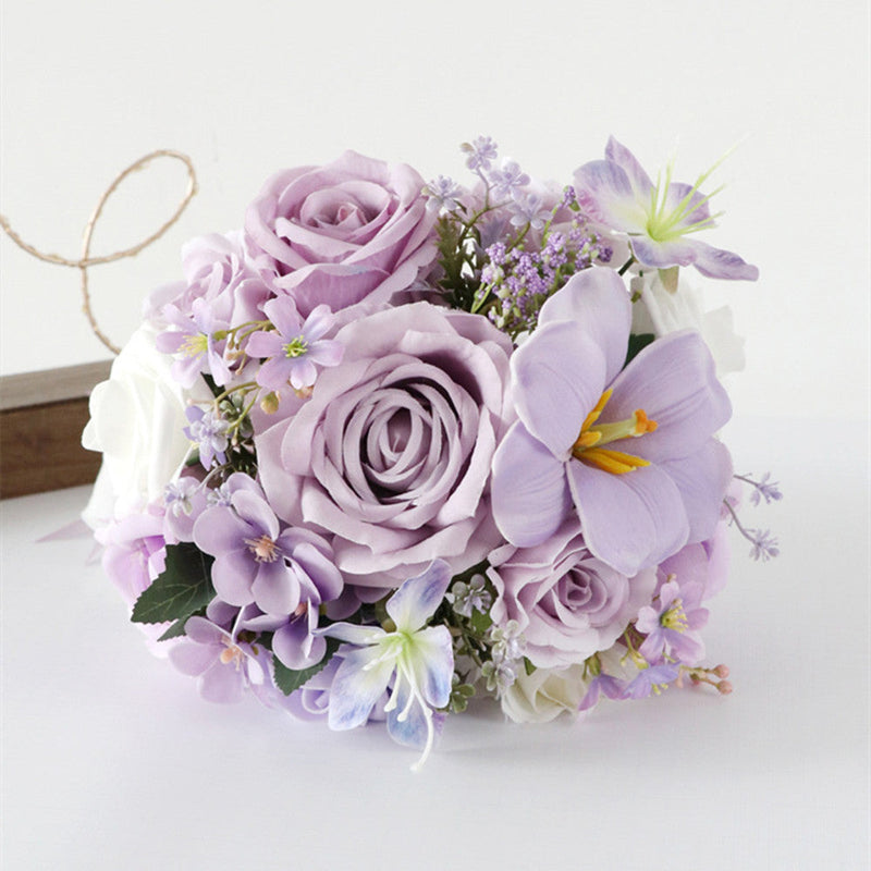 8.6 Inch Artificial Wedding Bouquets 10 Pcs Bridal Bridesmaid Flowers Church Decoration