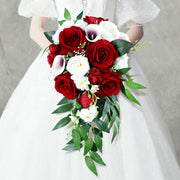 9 Inch Artificial Rose Bridal Bouquets 10 Pcs Cascading Wedding Flower Arrangements