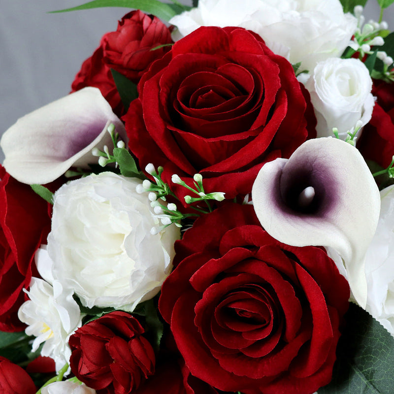 9 Inch Artificial Rose Bridal Bouquets 10 Pcs Cascading Wedding Flower Arrangements
