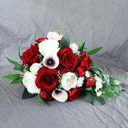 9 Inch Artificial Rose Bridal Bouquets 10 Pcs Cascading Wedding Flower Arrangements