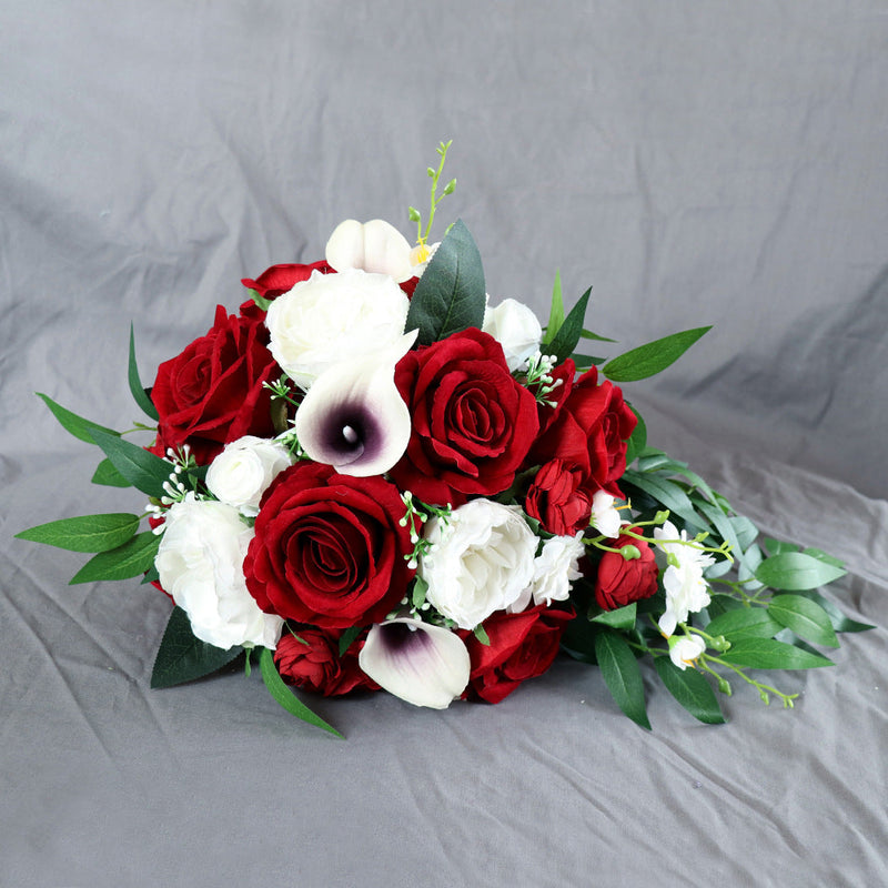 9 Inch Artificial Rose Bridal Bouquets 10 Pcs Cascading Wedding Flower Arrangements