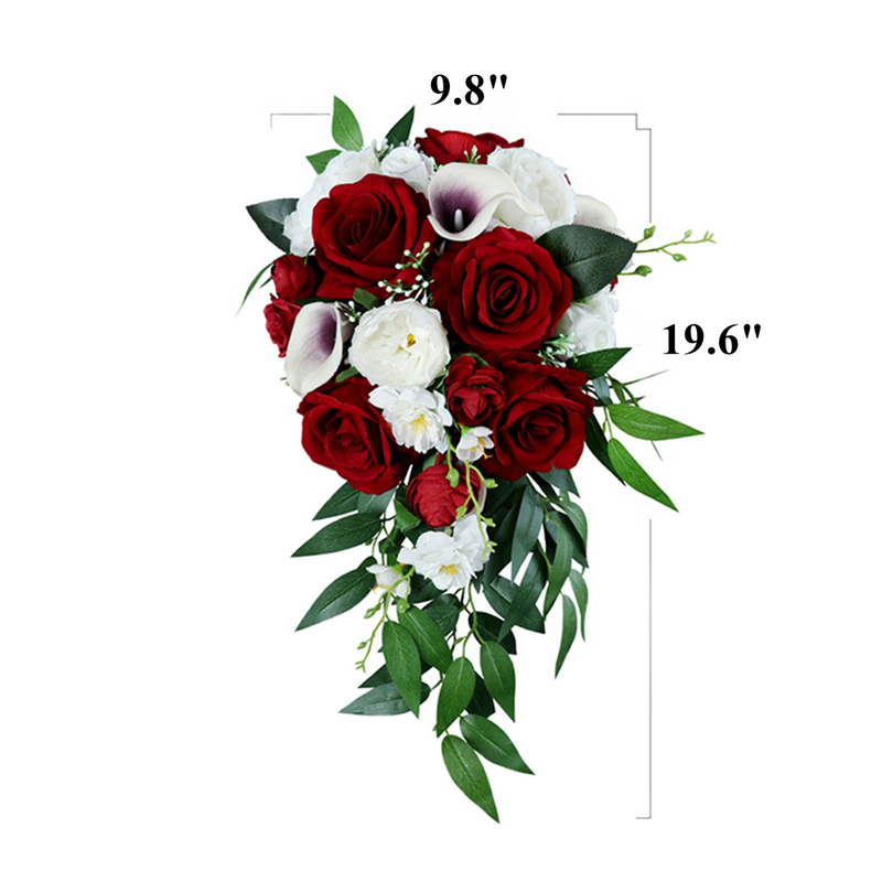 9 Inch Artificial Rose Bridal Bouquets 10 Pcs Cascading Wedding Flower Arrangements