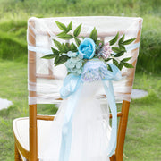 Artificial Silk Wedding Ceremony Aisle Chair Back Floral Decorations Bulk Set
