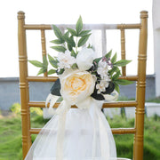Artificial Silk Wedding Ceremony Aisle Chair Back Floral Decorations Bulk Set