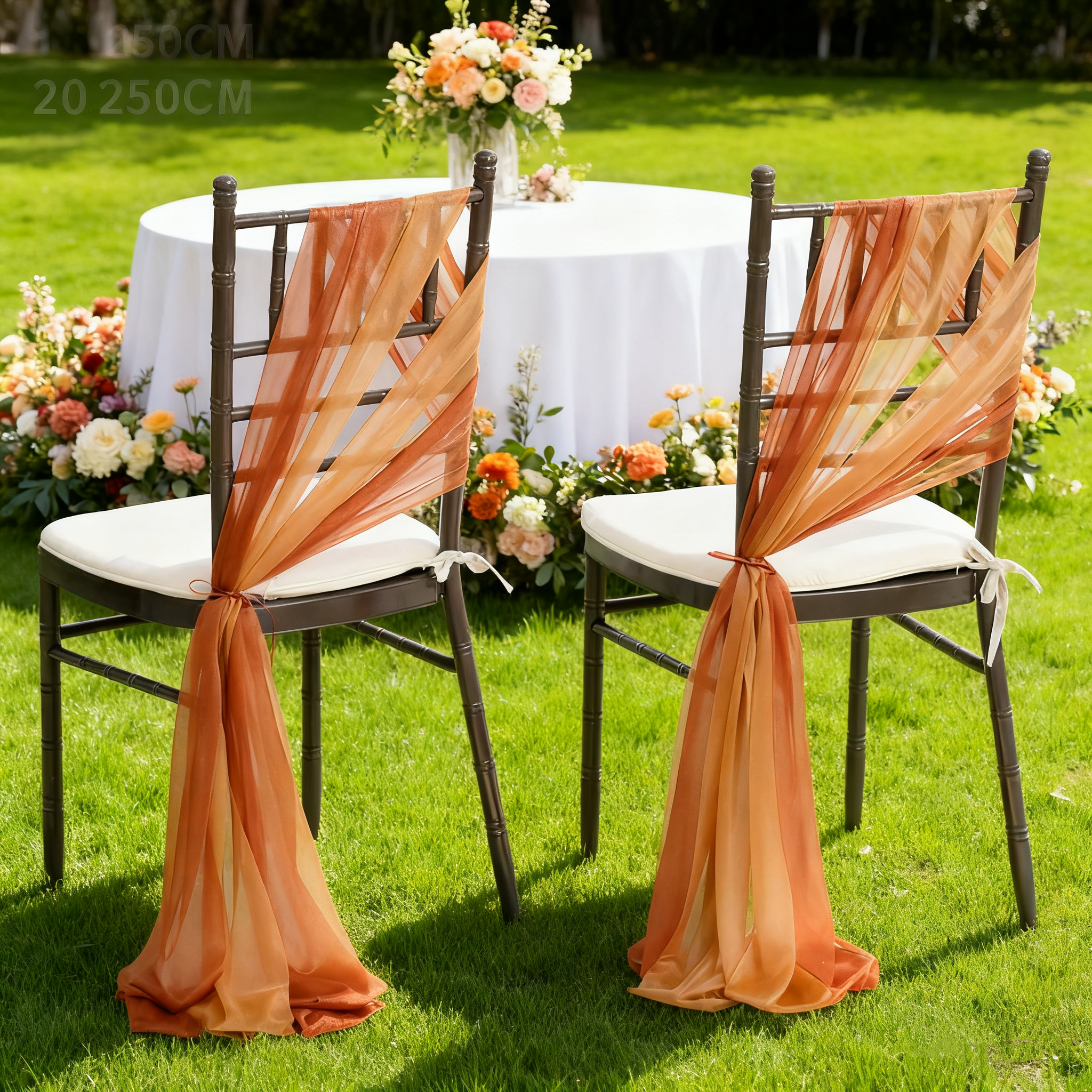 Wedding Chair Sash Pearl Chiffon & Beauty Gauze Chair Back Decor for Wedding & Hotel Events