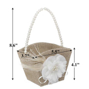 Bulk Artificial Flower Girl Basket with Pearl Handle, White, 10 Inch, Wholesale Pack
