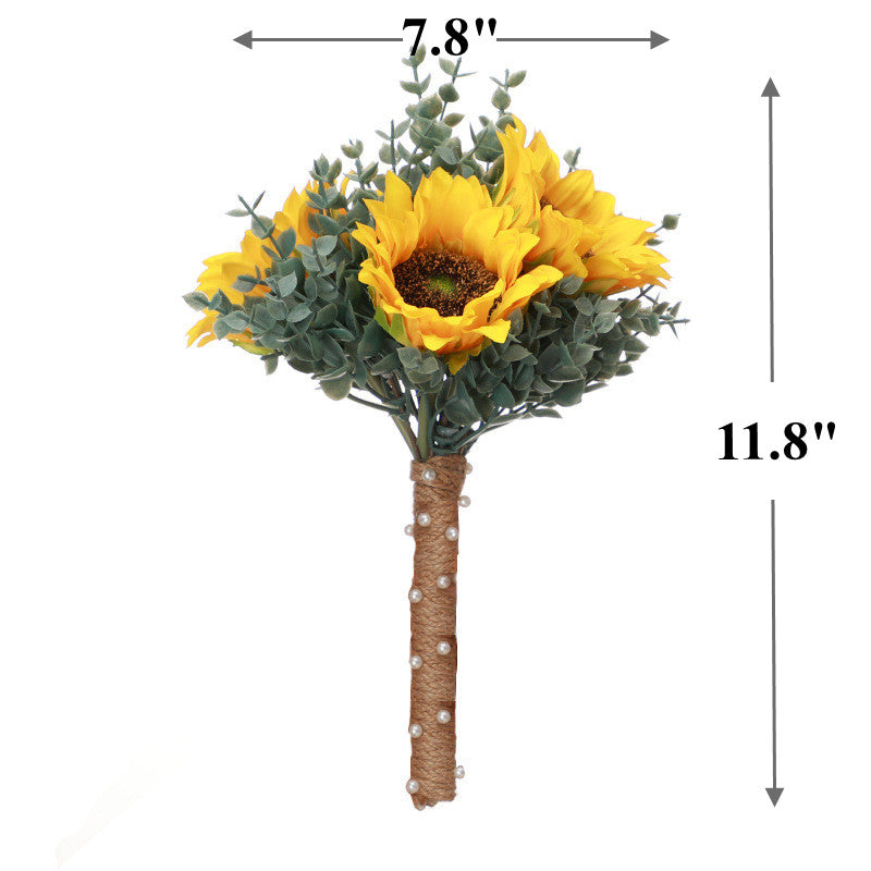 7 Inch Artificial Sunflower Bridesmaid Bouquet 1 Pc Silk Wedding Flower